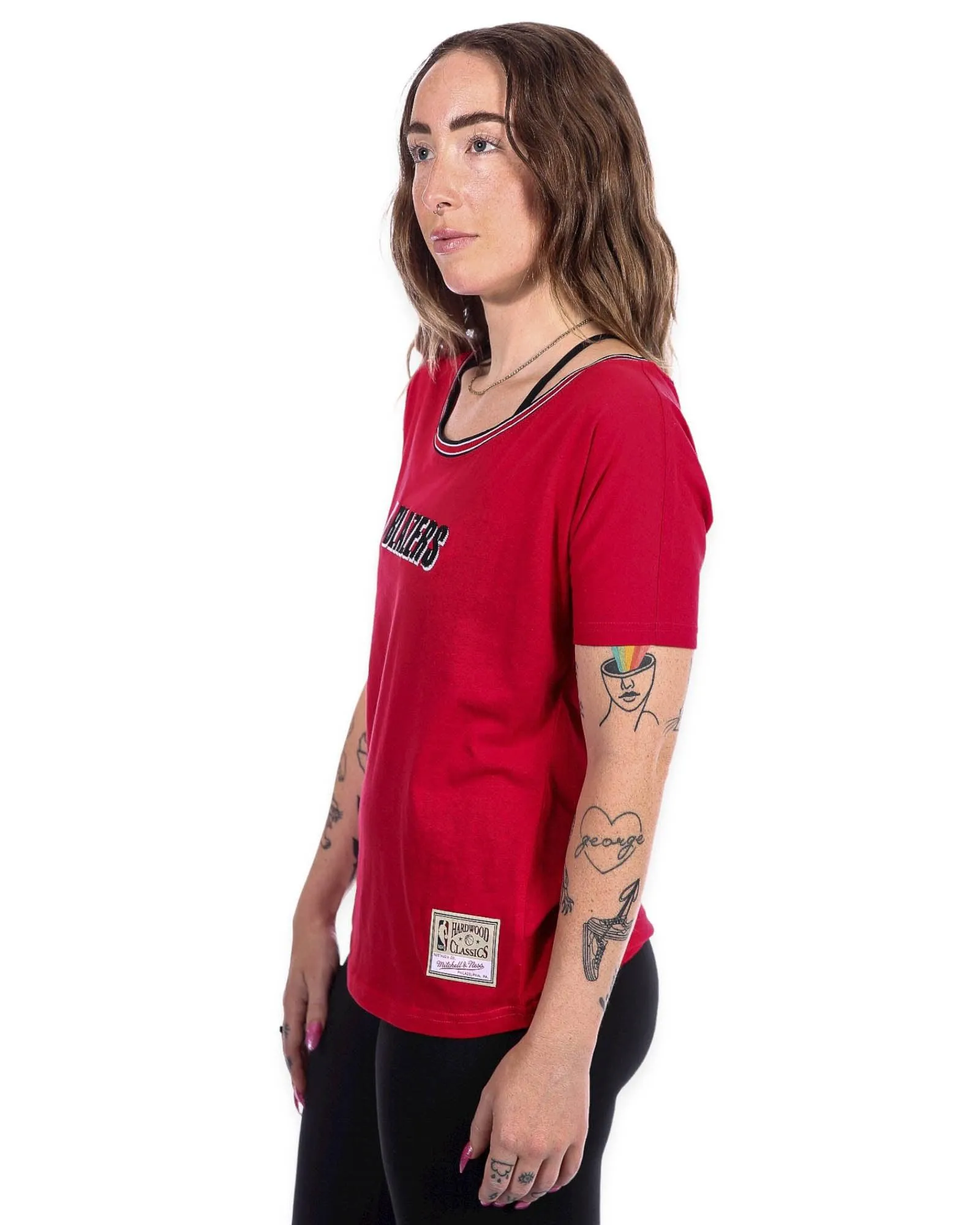 Portland Blazers Mitchell & Ness Portland Trail Blazers Women's Slouchy Tee