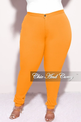 Final Sale Plus Size Jeans in Neon Orange (Jeans Only) Form Fit Comfort Clean Cut