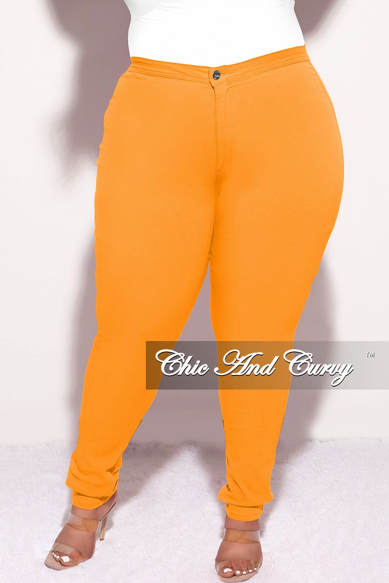 Final Sale Plus Size Jeans in Neon Orange (Jeans Only) Form Fit Comfort Clean Cut