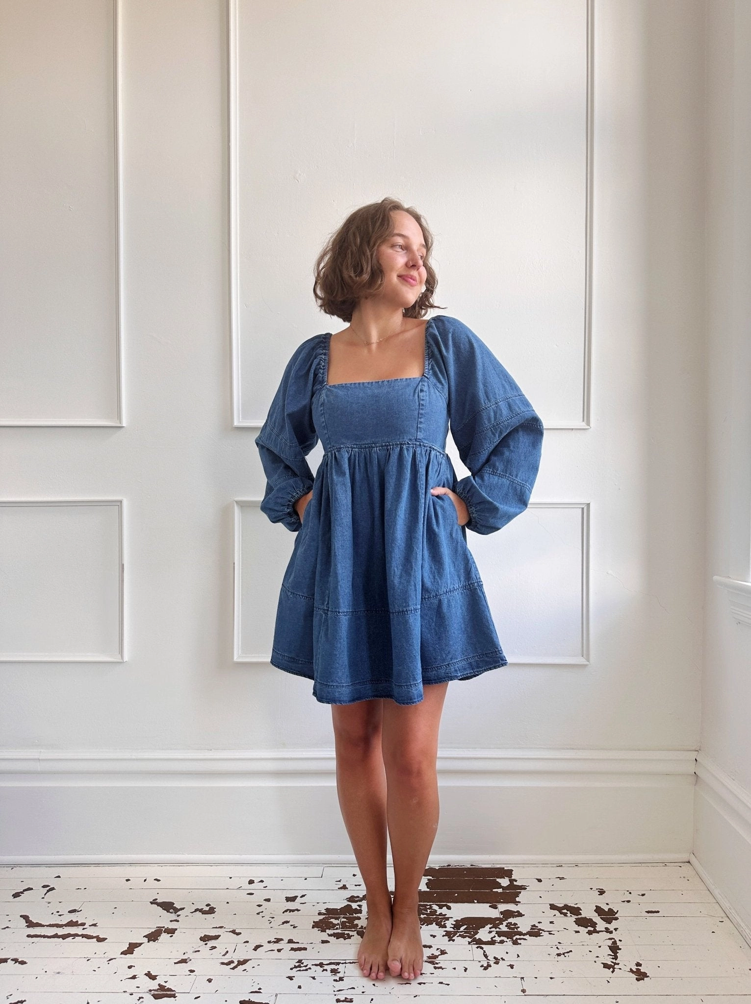 Denim Empire Waist Mini Dress All Time Fit
