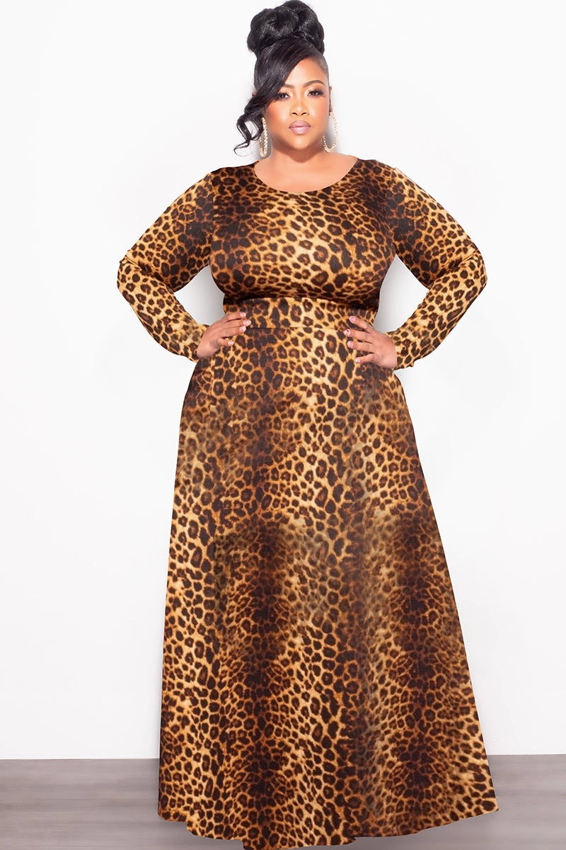 Breathable Lining Tight Waist Final Sale Plus Size 2-Pc Skirt Set in Dark Cheetah Print
