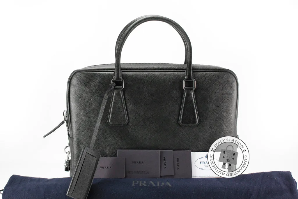 Prada VS0305 9Z2 Saffiano Travel Borsa DA Viaggio Nero / F0002 Leather Briefcases Shw