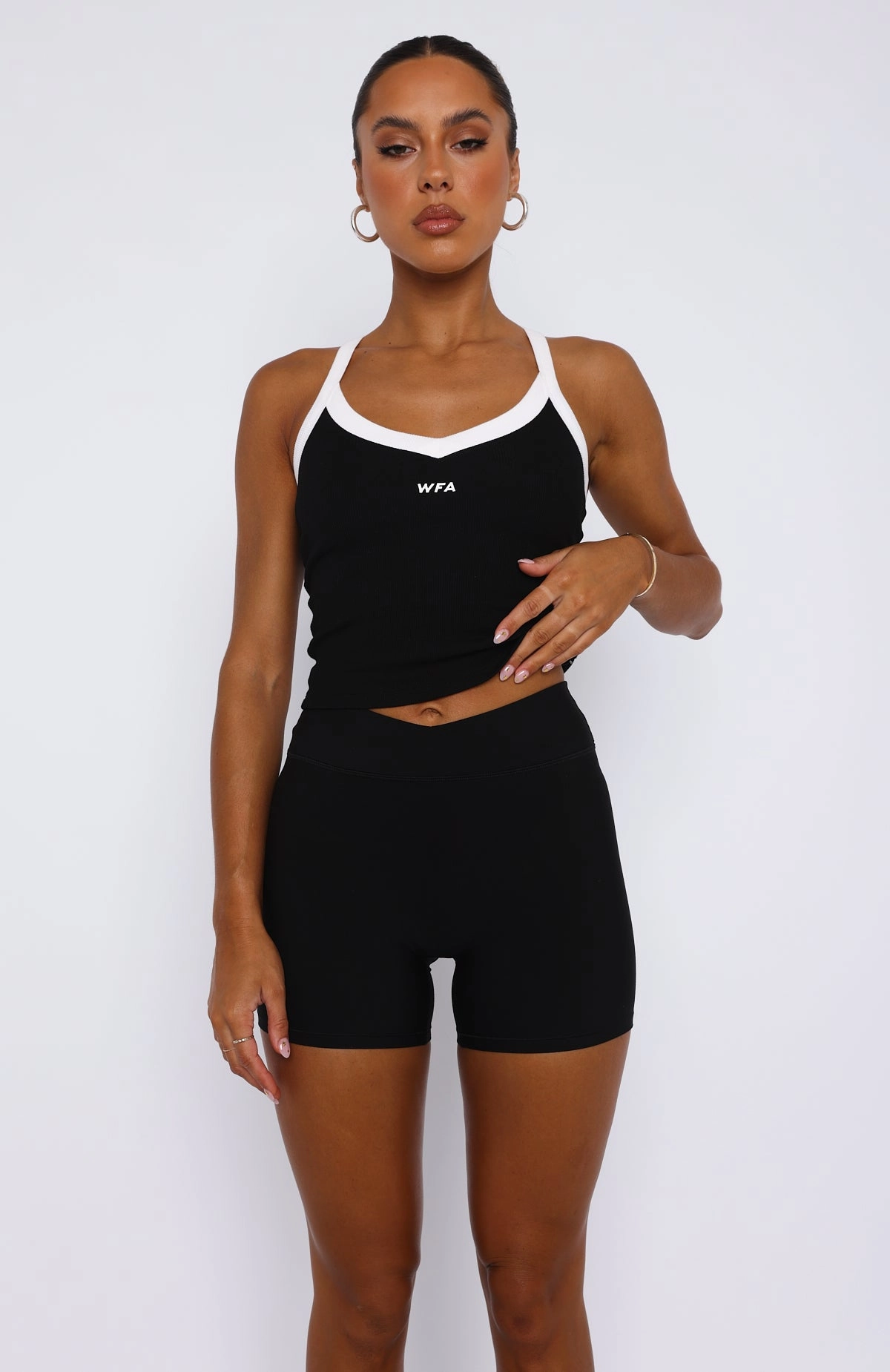 Double Stitched Hem All-Purpose Wear Performance Sports Tank Black/White