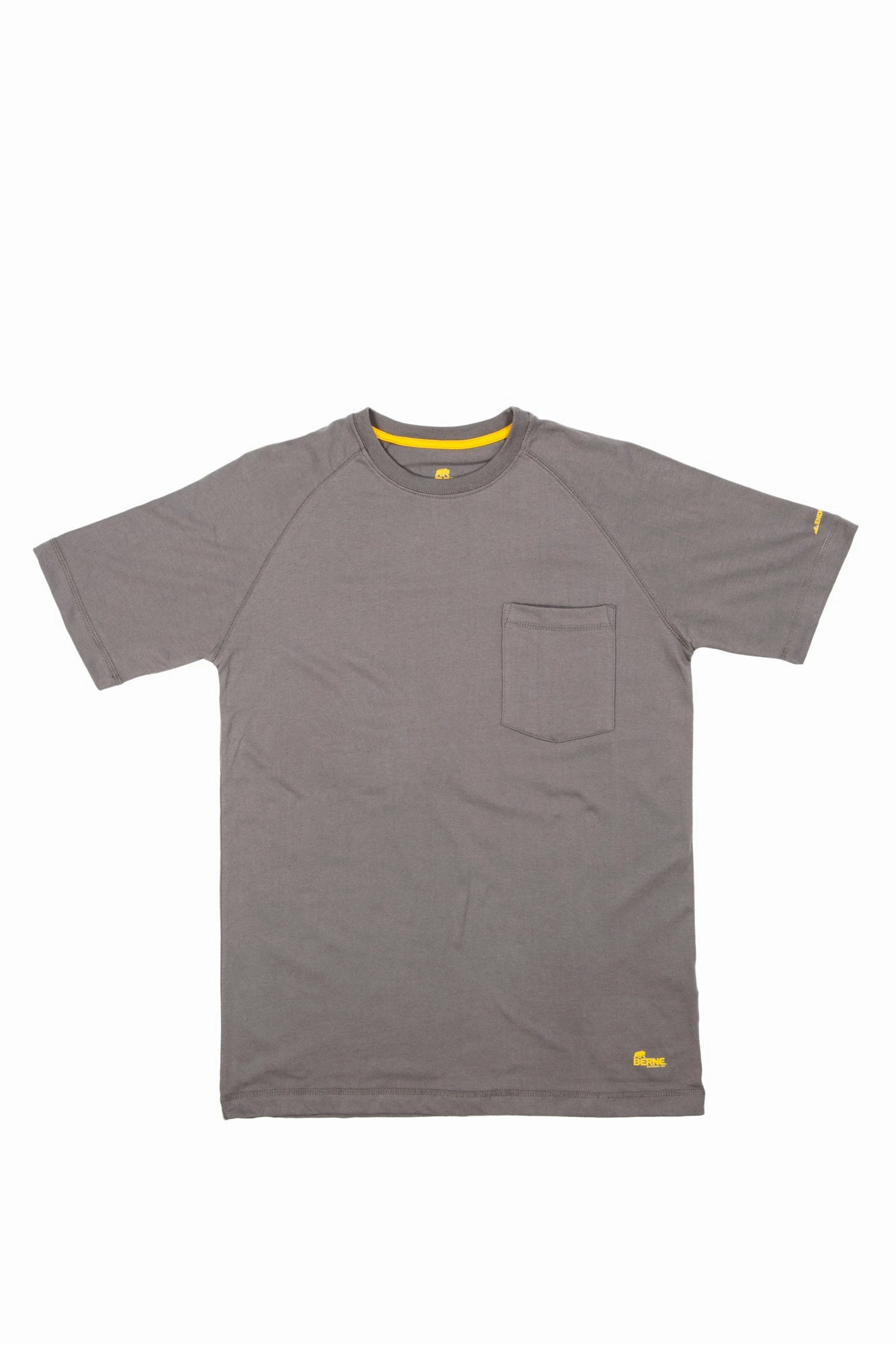 High-End Fashion Two Tone Stitching Berne Mens Titanium Cotton Blend Performance Tee S/S