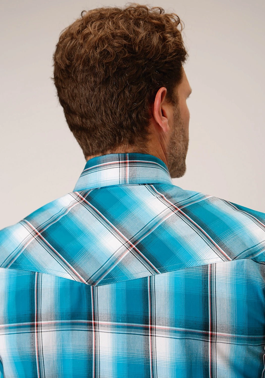 Loose Comfort Trendy Comfort Roper Mens 1454 Deep Pool Ombre Turquoise 100% Cotton Tall S/S Shirt