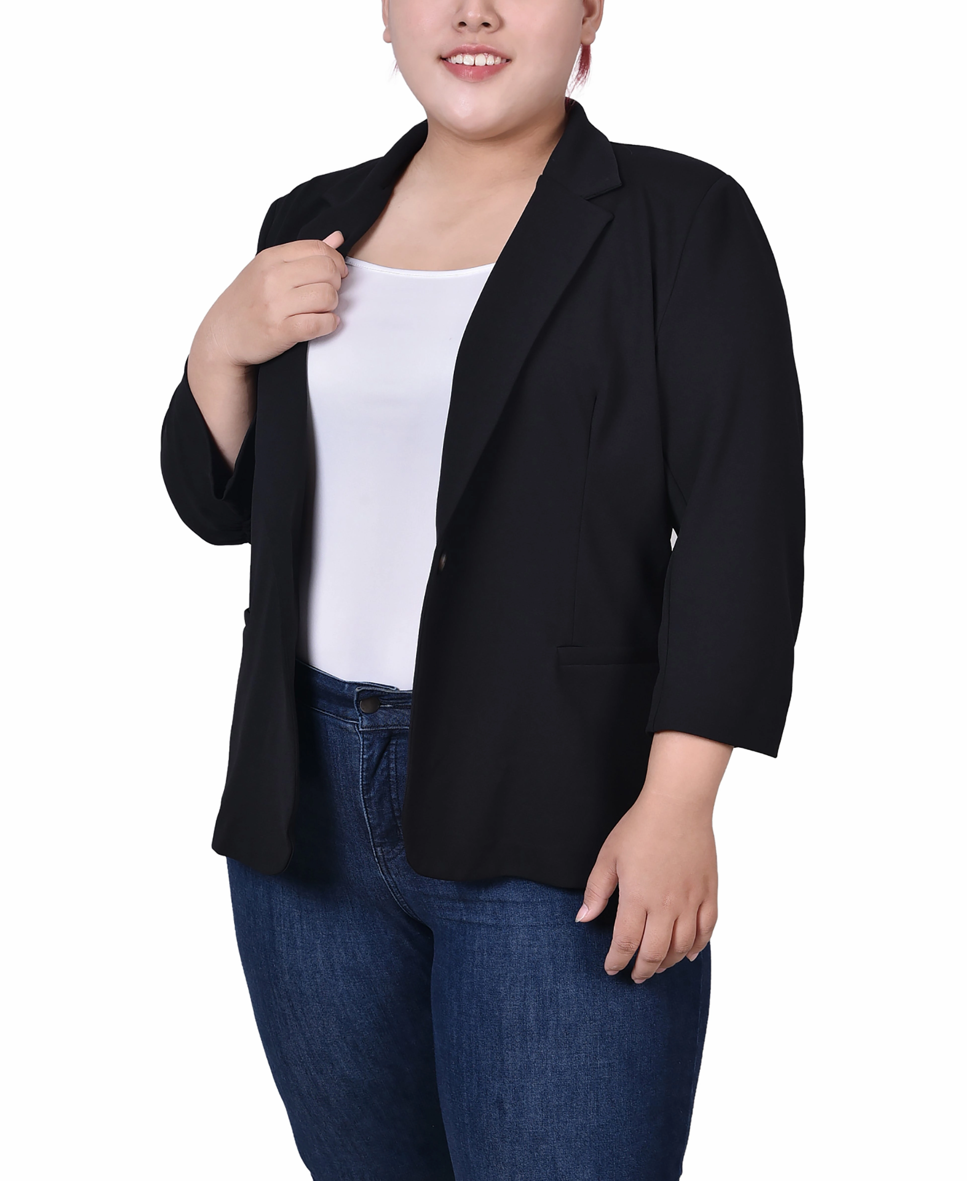 Thermal Regulation Technology Plus Size 3/4 Sleeve Scuba Crepe Jacket
