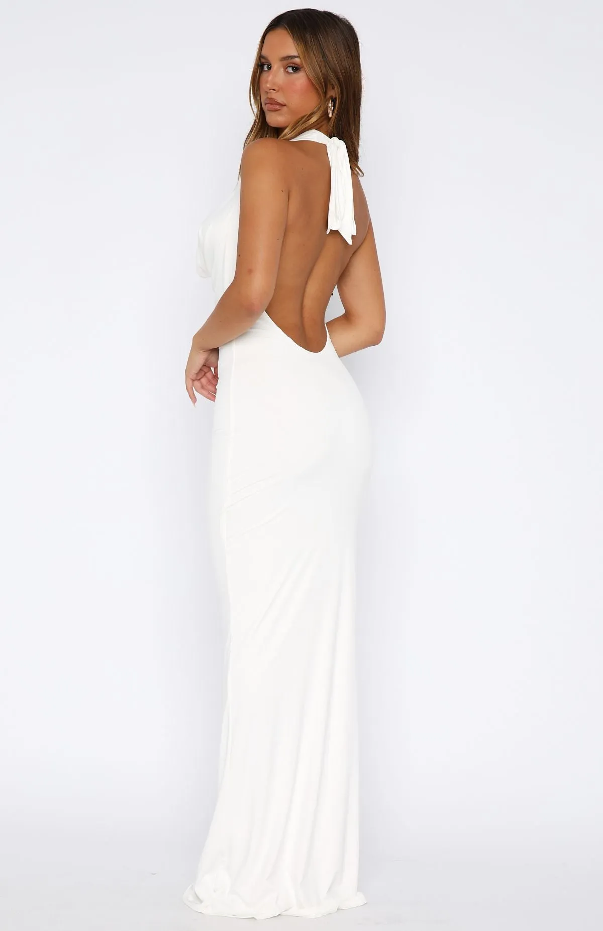 Double Needle Stitching Layered Hem Detailing Vacation Time Maxi Dress Off White