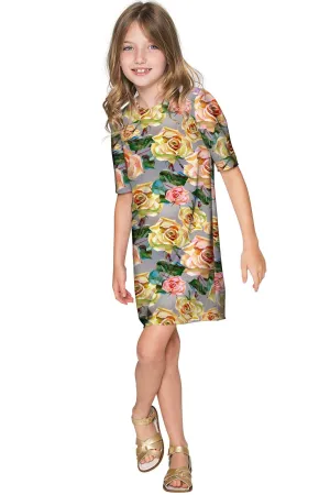 Prima Donna Grace Grey Rosette Fancy Shift Dress - Girls