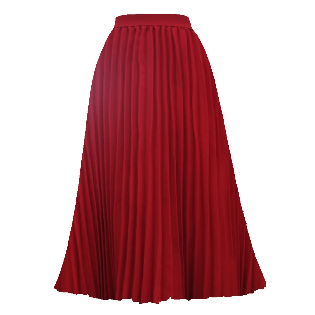 Printed Contrast Big Flare A Line Long Pleated Skirts