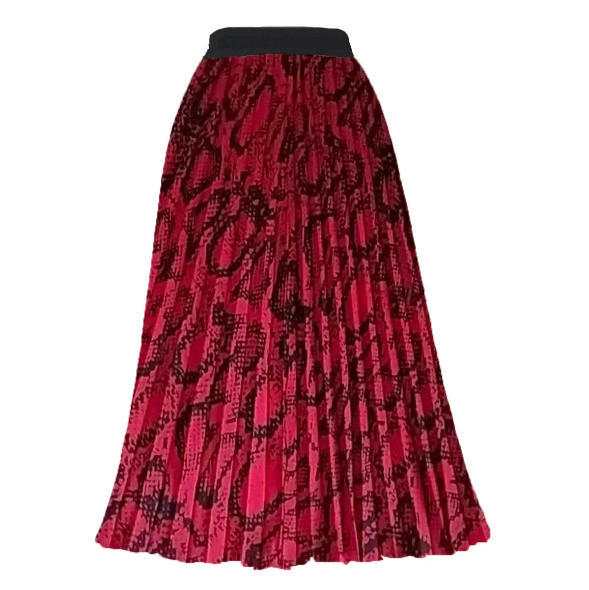 Printed Contrast Big Flare A Line Long Pleated Skirts