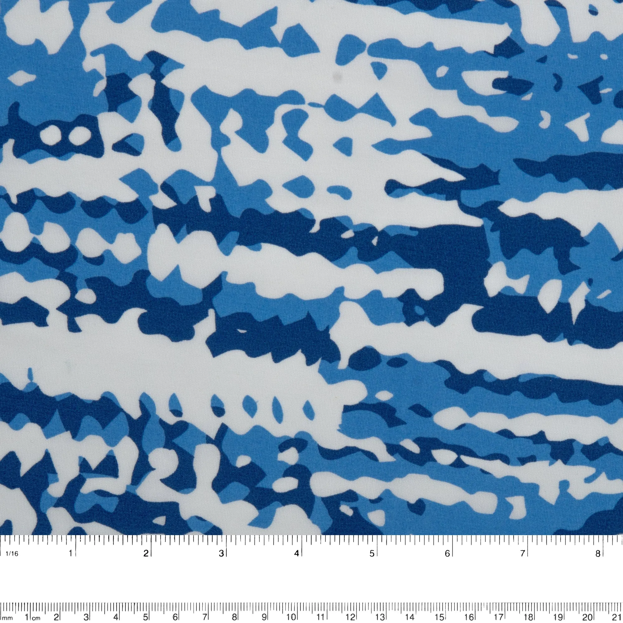 Printed Stretch Cotton Poplin - PAULINA - Abstract - Blue