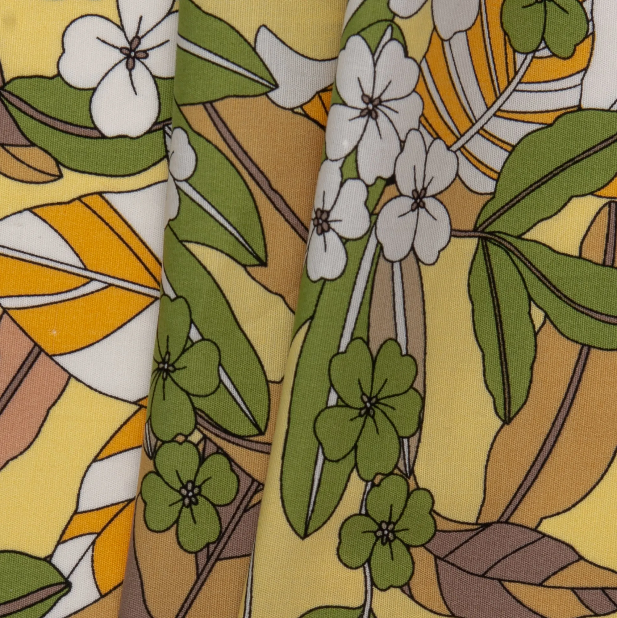 Printed Stretch Cotton Poplin - PAULINA - Pansy - Lemon peel