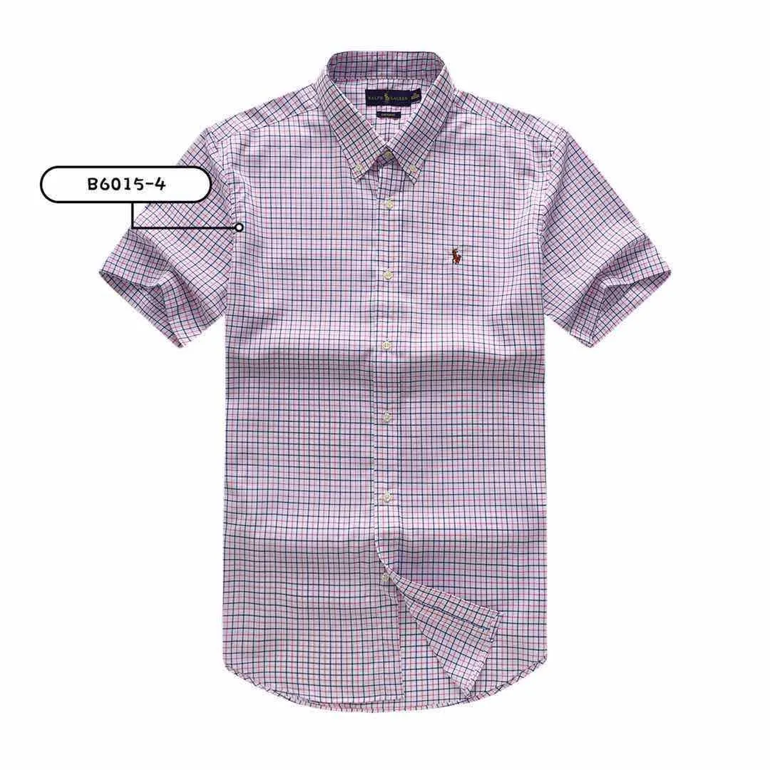 PRL Small Pony Logo Pink And Blue Checkered Short Sleeve Shirt