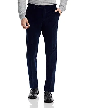 Pt Torino Mens Slim Fit Stretch Corduroy Flat Front Dress Pants Blue EU 48 US 32