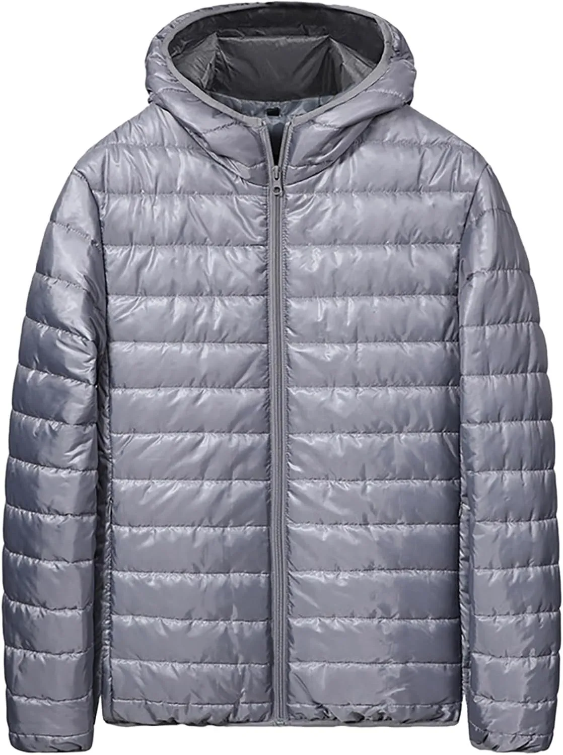 Puffer Jacket for Men Full-Zip Short Lightweight Down Jacket Winter Warm Travel Windproof Puffer Coat with Pockets