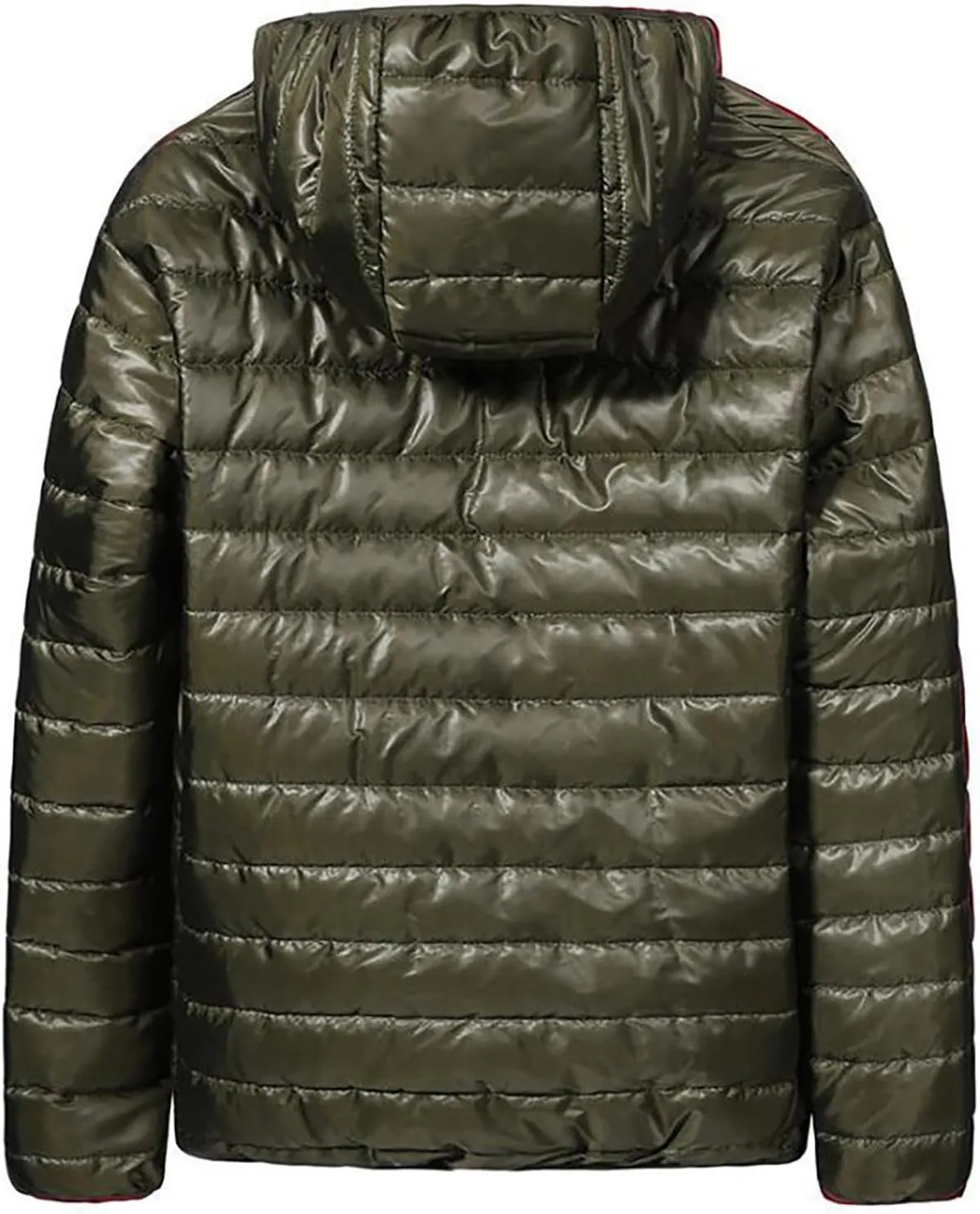 Puffer Jacket for Men Full-Zip Short Lightweight Down Jacket Winter Warm Travel Windproof Puffer Coat with Pockets