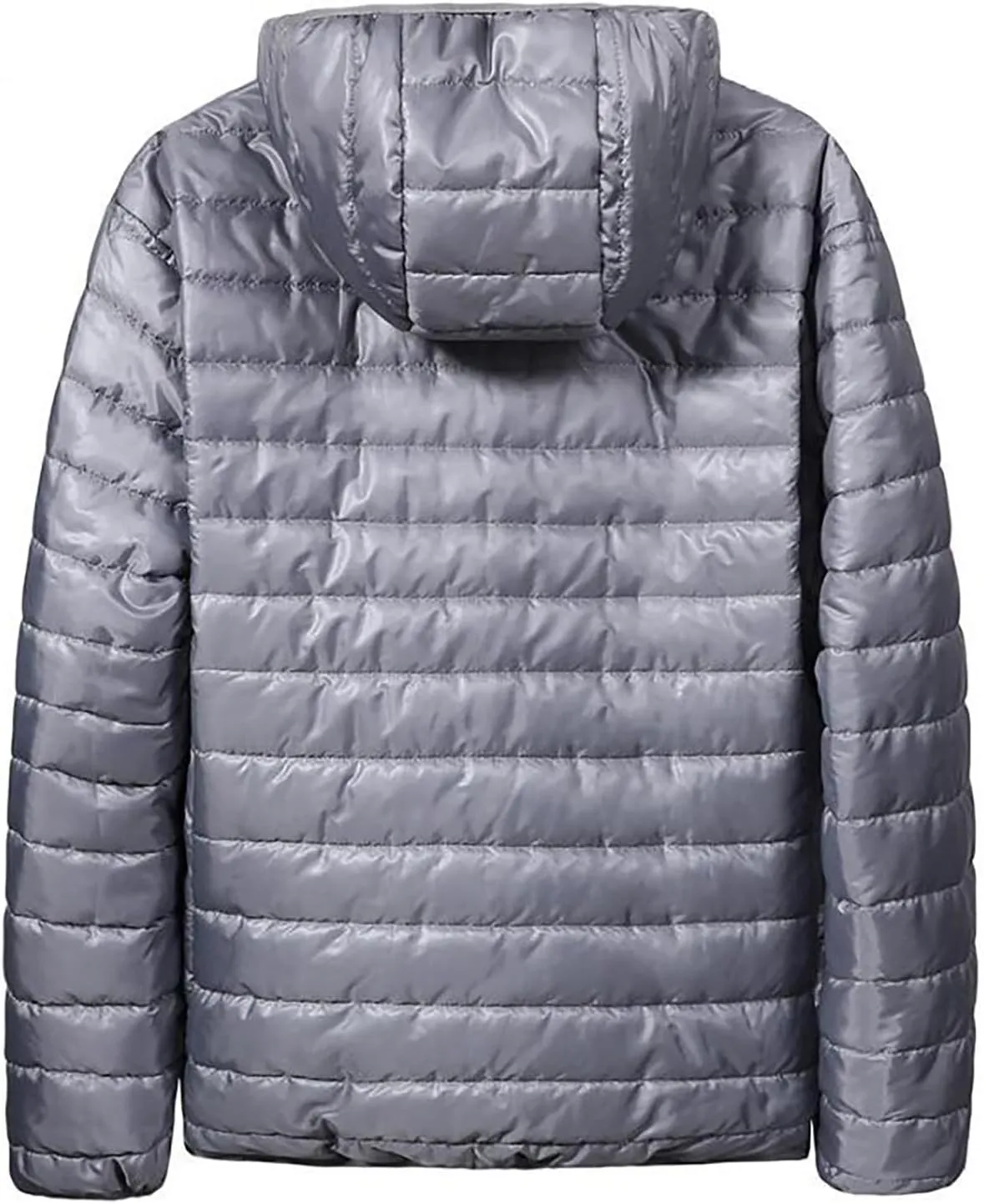 Puffer Jacket for Men Full-Zip Short Lightweight Down Jacket Winter Warm Travel Windproof Puffer Coat with Pockets