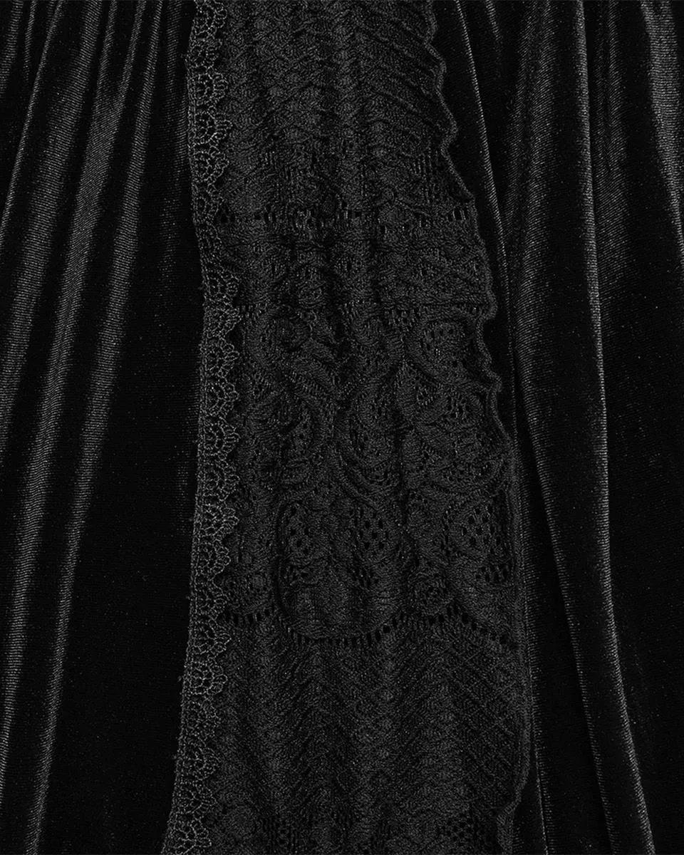Punk Rave Plus Size Bohemian Gothic Asymmetric Velvet & Baroque Lace Maxi Skirt