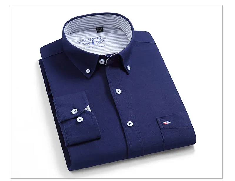 Pure Cotton Long Sleeve Washed Oxford Casual Shirts
