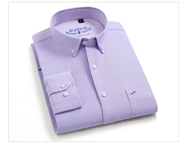 Pure Cotton Long Sleeve Washed Oxford Casual Shirts