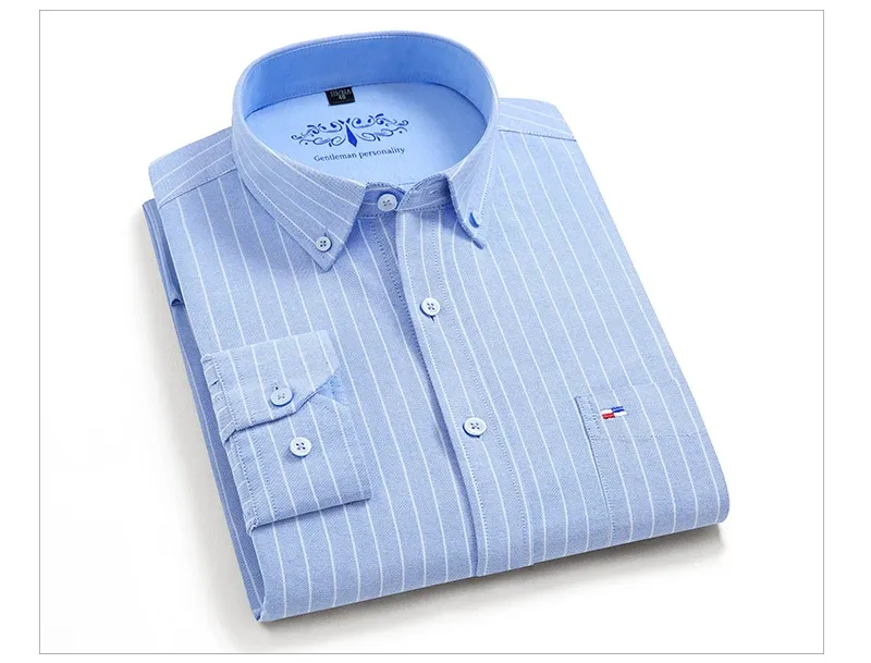 Pure Cotton Long Sleeve Washed Oxford Casual Shirts