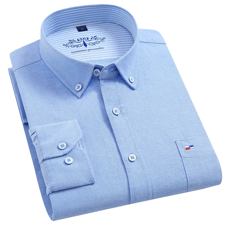 Pure Cotton Long Sleeve Washed Oxford Casual Shirts