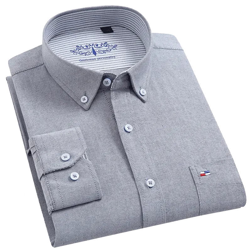 Pure Cotton Long Sleeve Washed Oxford Casual Shirts