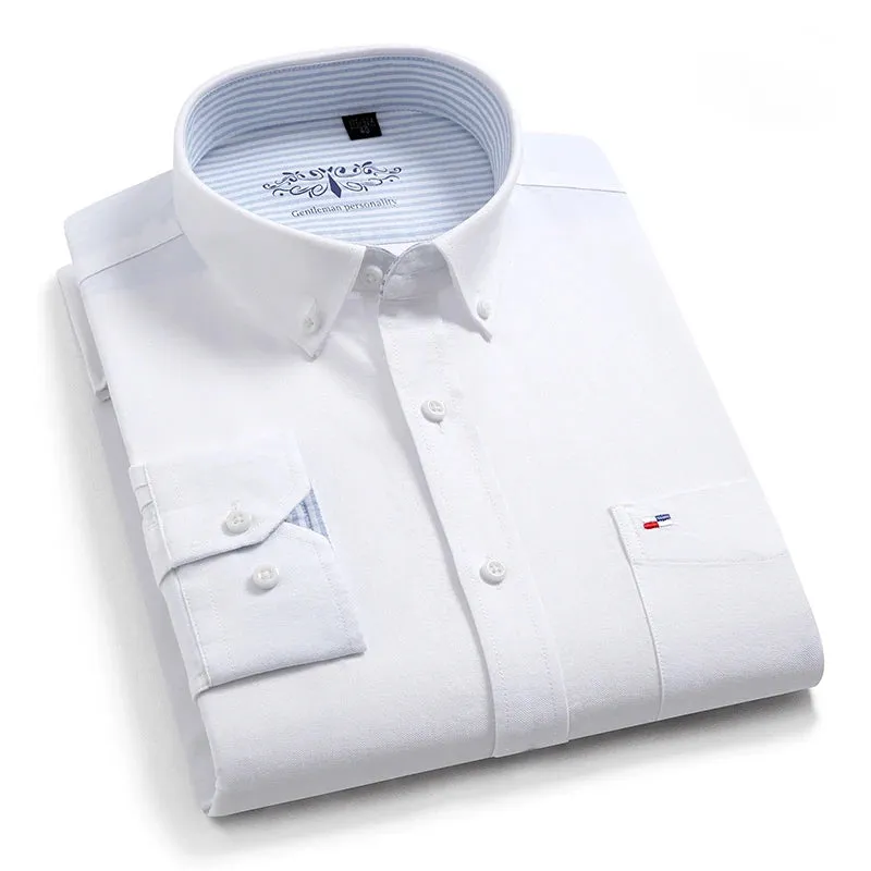 Pure Cotton Long Sleeve Washed Oxford Casual Shirts