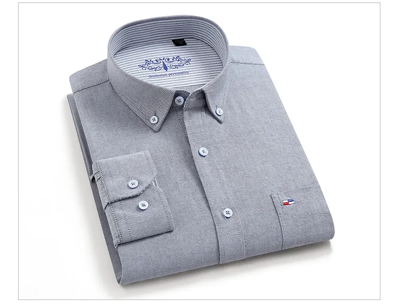 Pure Cotton Long Sleeve Washed Oxford Casual Shirts