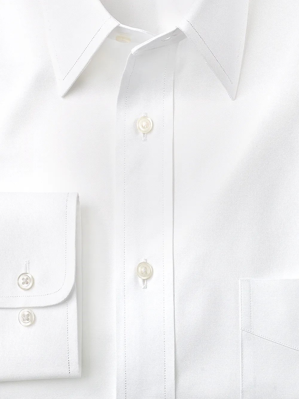 Pure Cotton Pinpoint Solid Color Straight Collar Dress Shirt - Blue