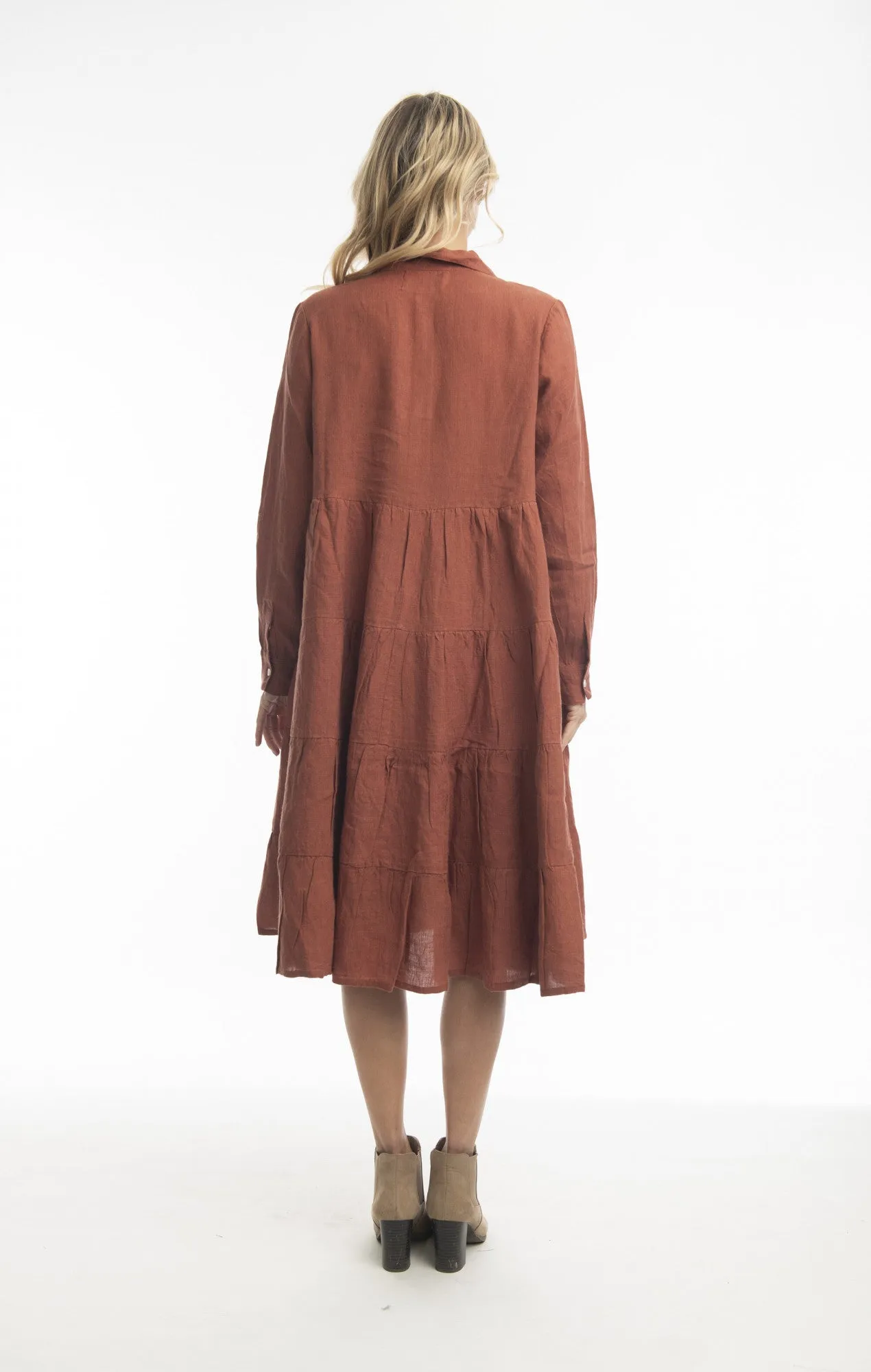 Pure Linen Dress Layers Collar