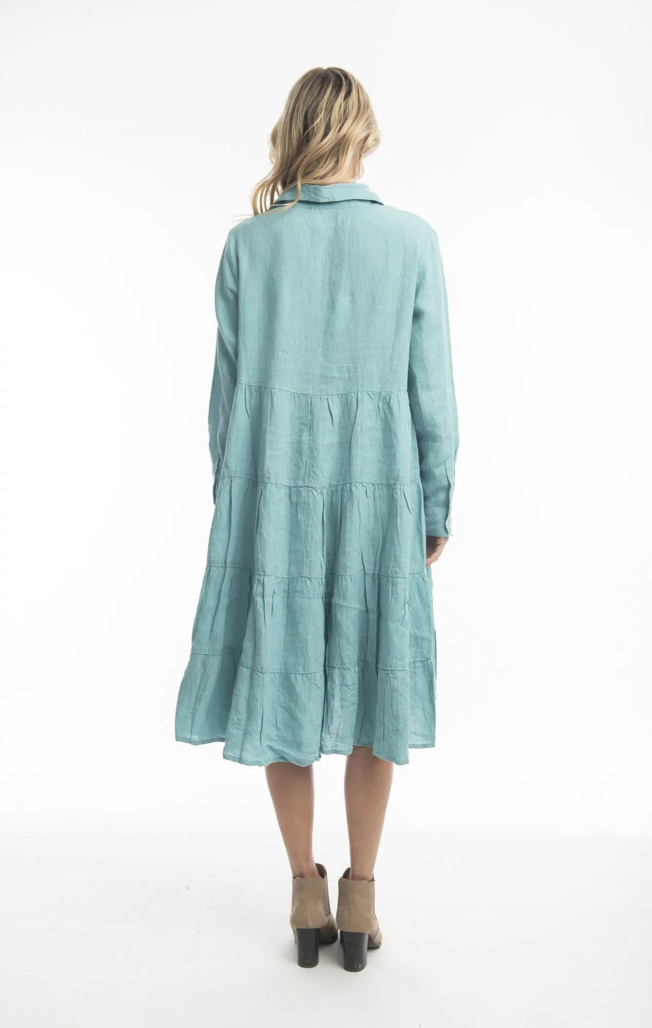 Pure Linen Dress Layers Collar