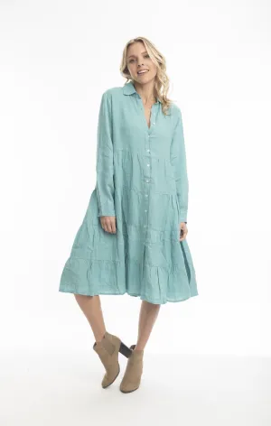 Pure Linen Dress Layers Collar