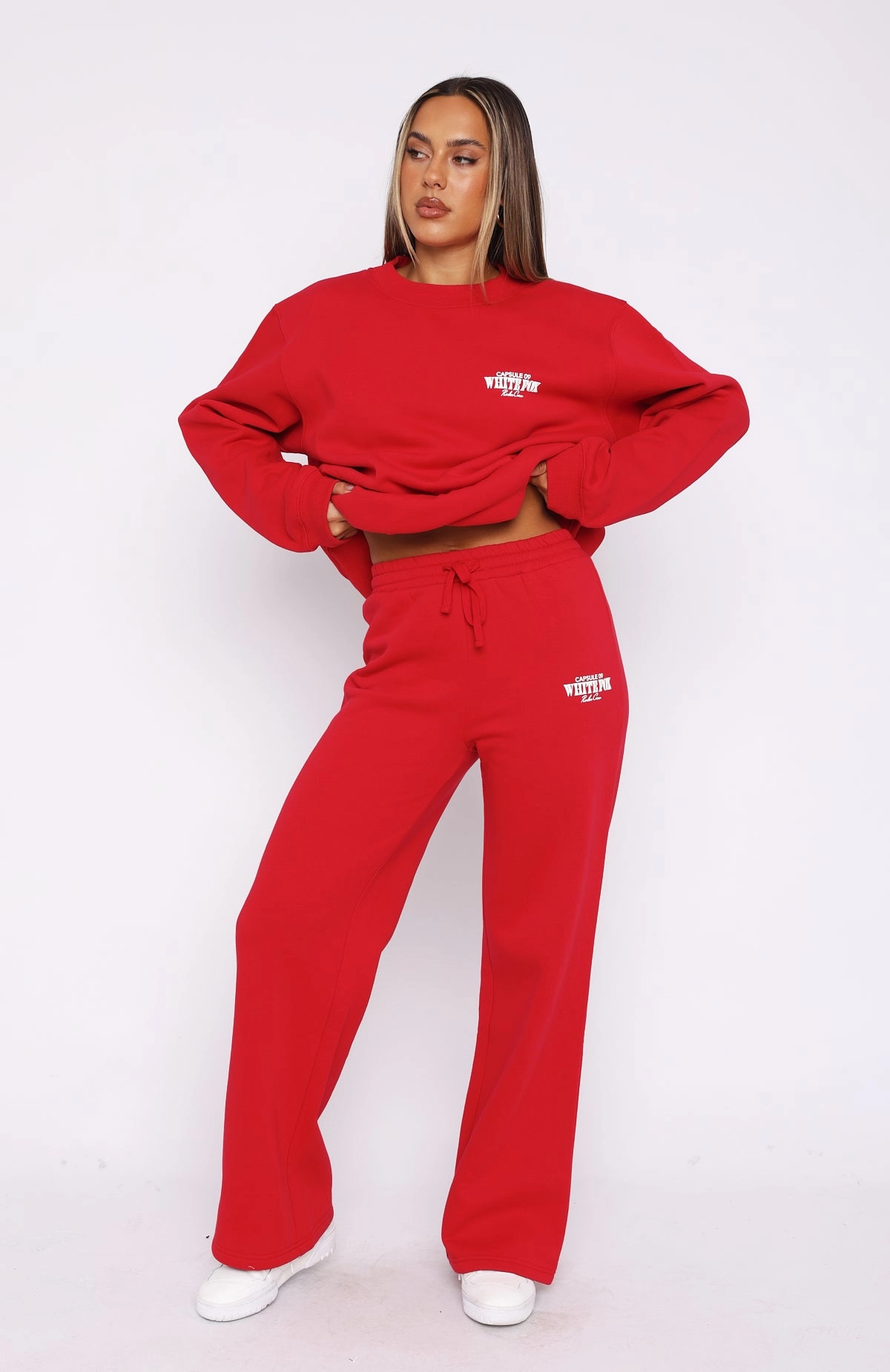 DropShoulder Design Eco Friendly Dye Capsule 9 Rodeo Crew Wide Leg Sweatpants Red