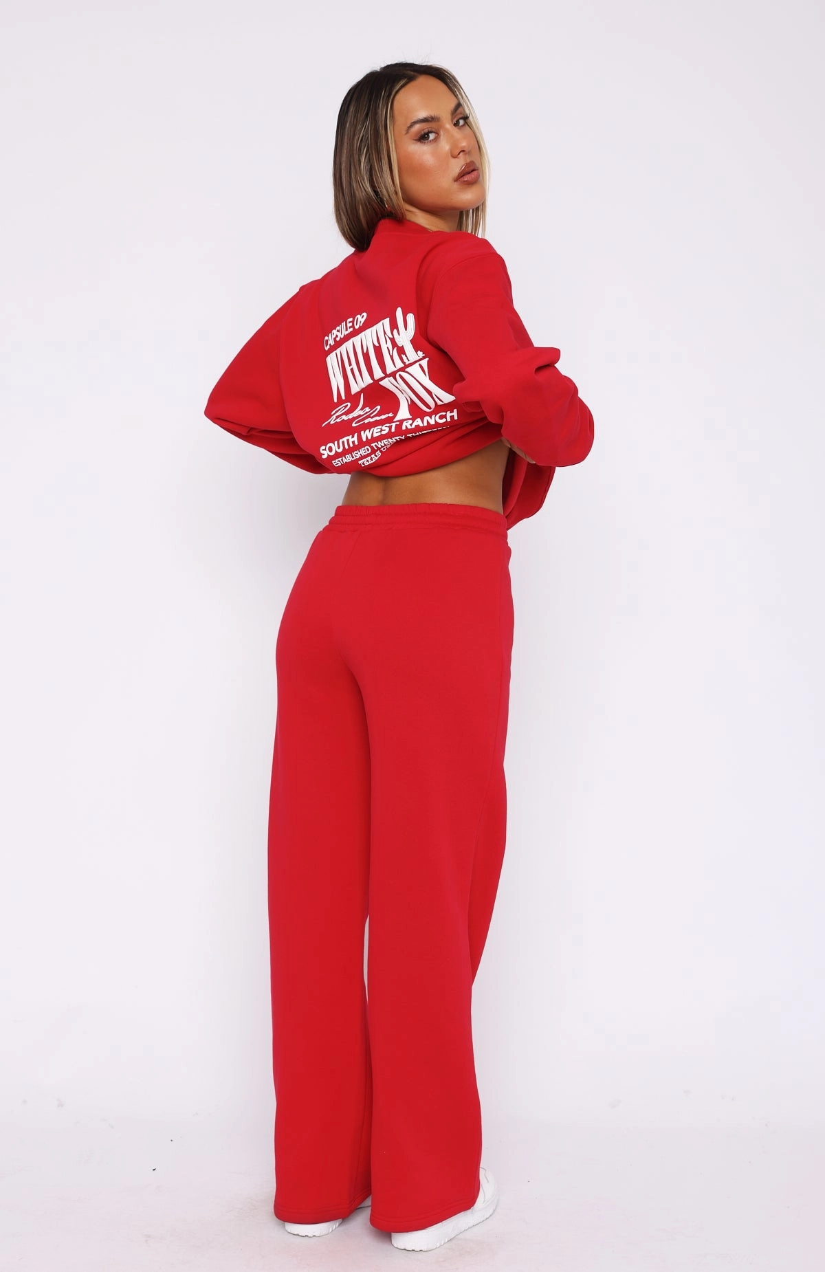 Capsule 9 Rodeo Crew Wide Leg Sweatpants Red Day To Day Cold Casual Outfit