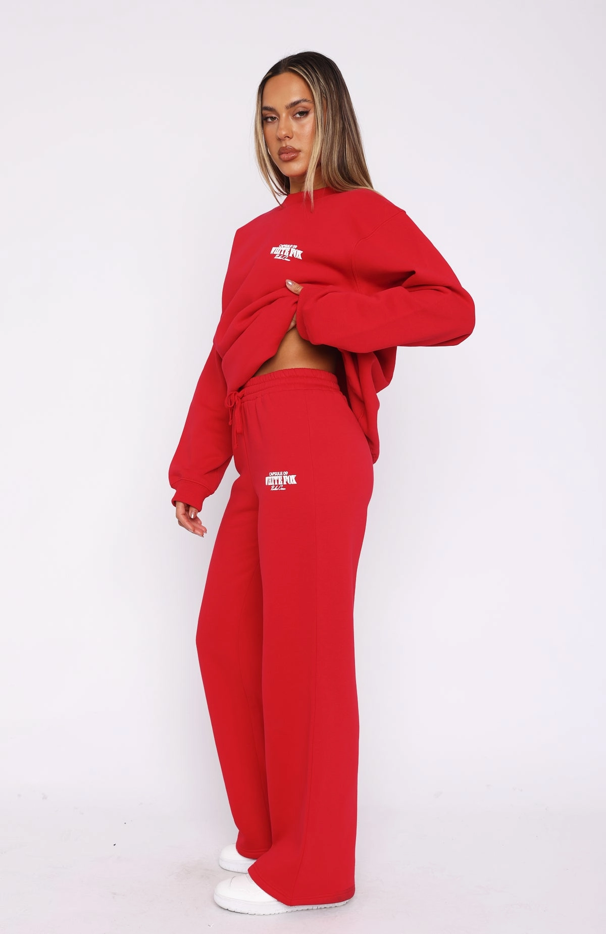 Capsule 9 Rodeo Crew Wide Leg Sweatpants Red Gradient Colorfast Dye Organic Cotton Yarn