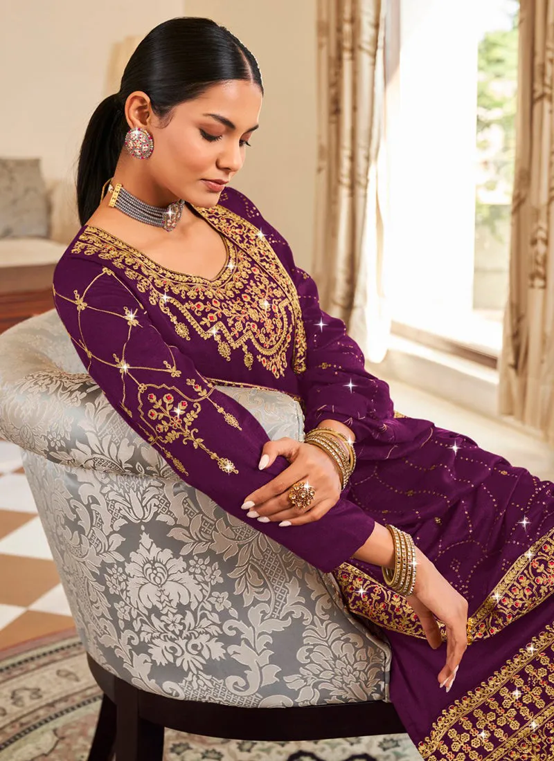 Purple Embroidery Designer Salwar Suit