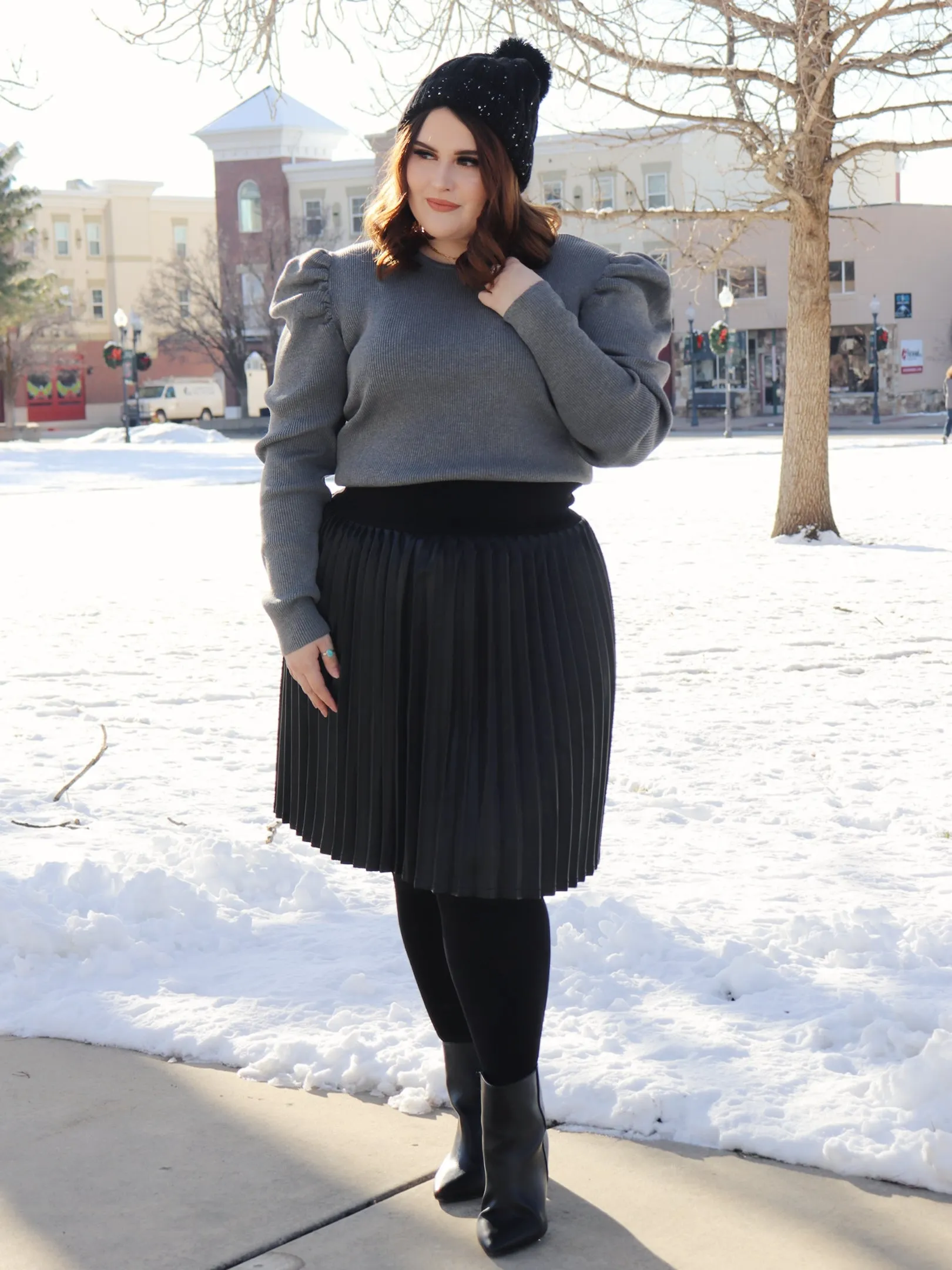 Smart Texture PURPLE LABEL (Plus Size) MM PLEATHER PLEATED