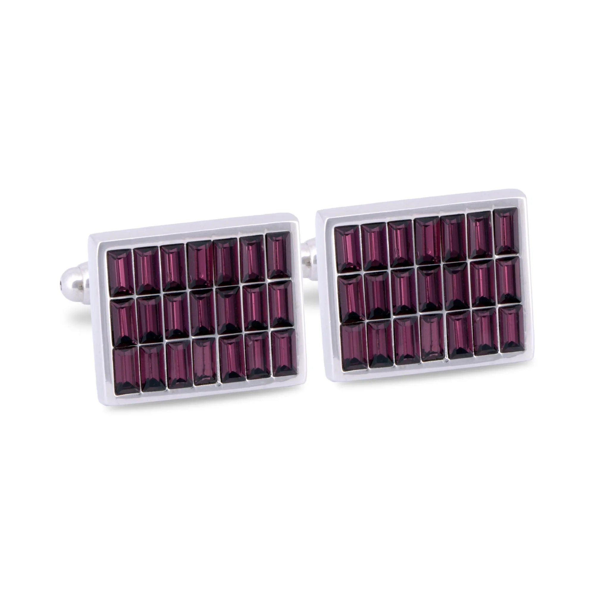 Purple Rectangle Crystal Cufflinks (Online Exclusive)