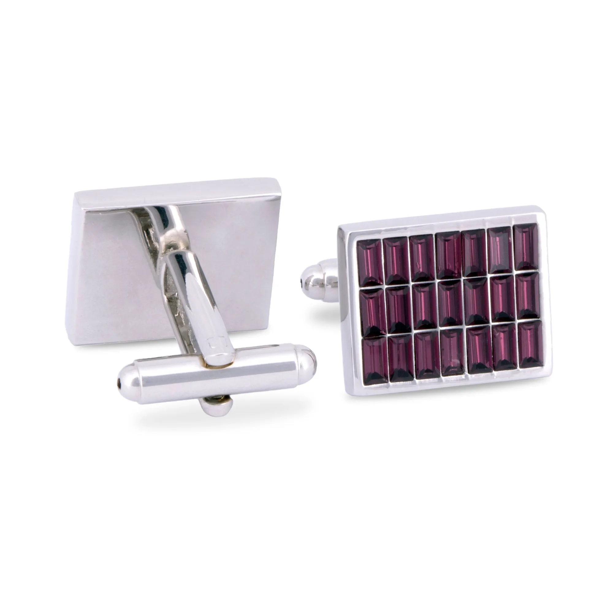 Purple Rectangle Crystal Cufflinks (Online Exclusive)