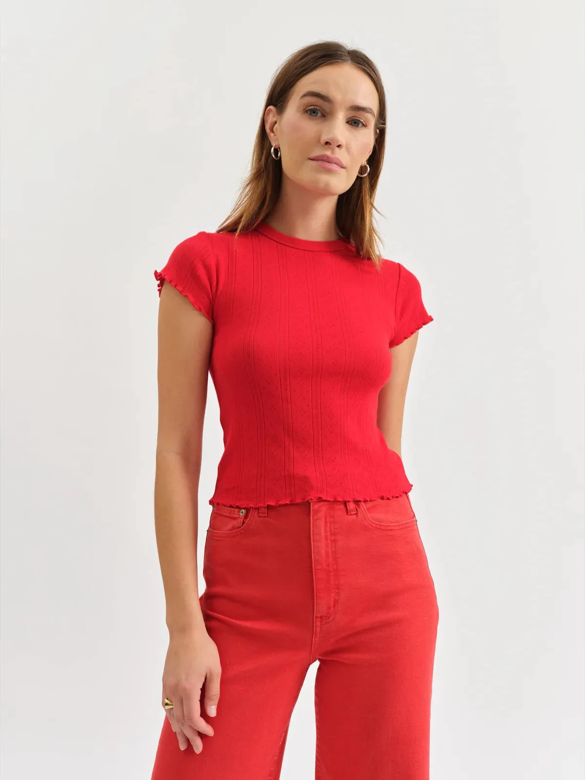 Lily Baby Tee in Cherry Non Irritating Collar Simple and Light