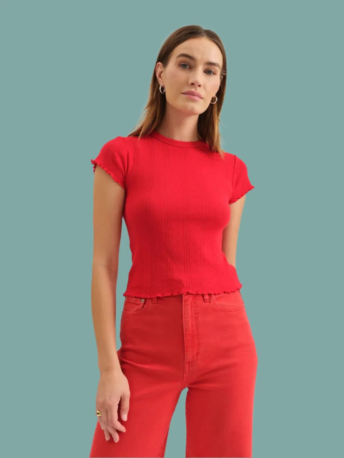 Lily Baby Tee in Cherry suitable for all genders Casual Layers