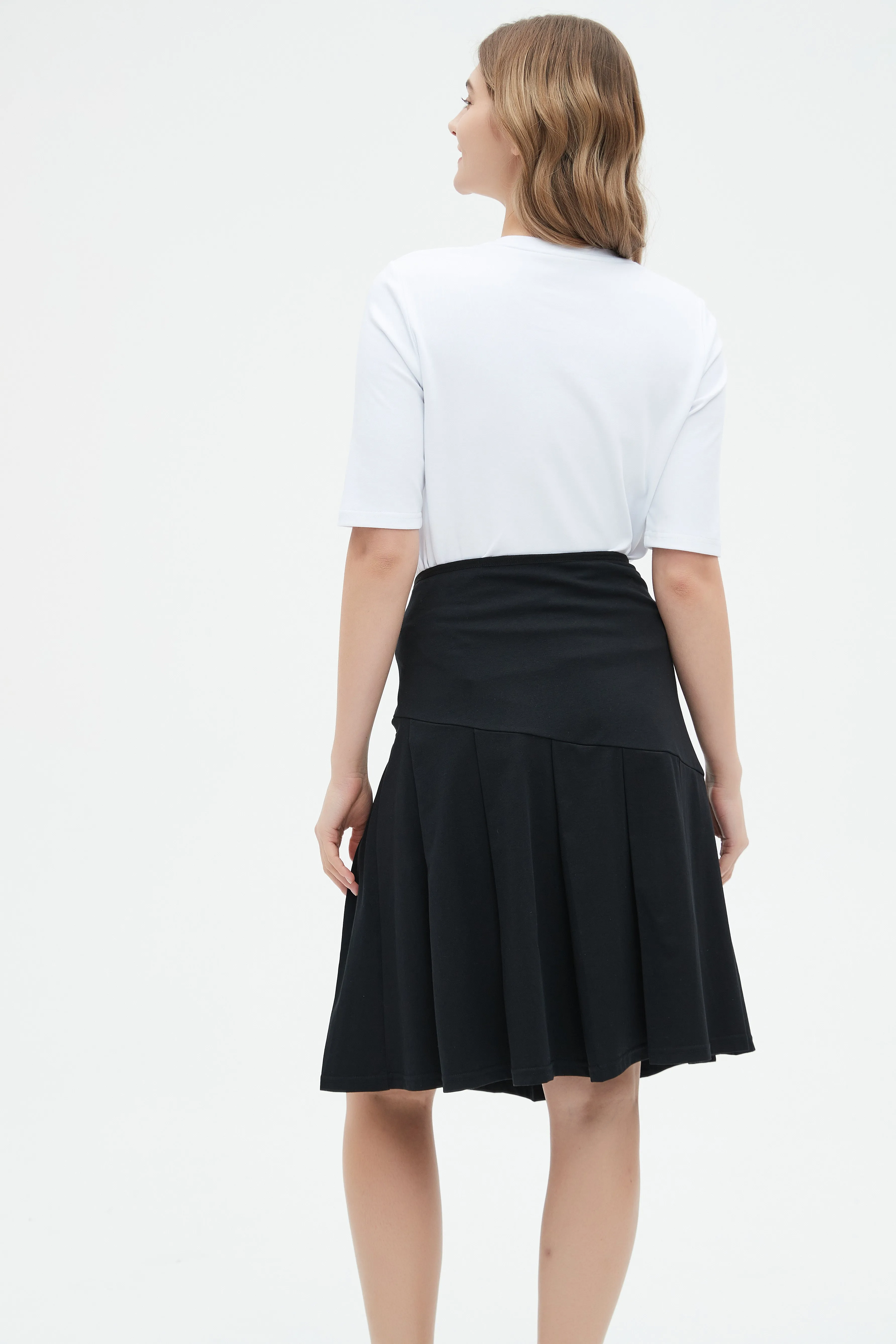 MM COTTON HALF PLEAT - BLACK Simple Look Airy Look