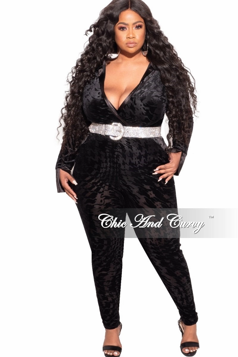 Final Sale Plus Size 2-Piece Sheer Pant Set in Black Houndstooth Timeless Style Stylish Waistband