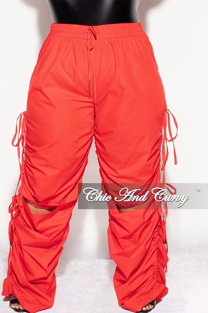 Final Sale Plus Size Cargo Pants in Red Work Friendly Lightweight Material