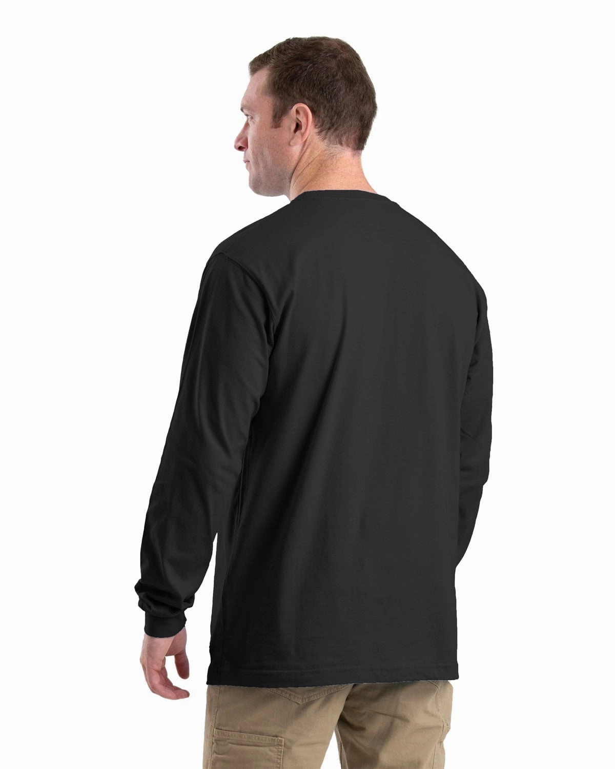 Essential Clothing SeamlessSidePanels Berne Apparel Mens Heavyweight Pocket Tee Black 100% Cotton L/S T-Shirt