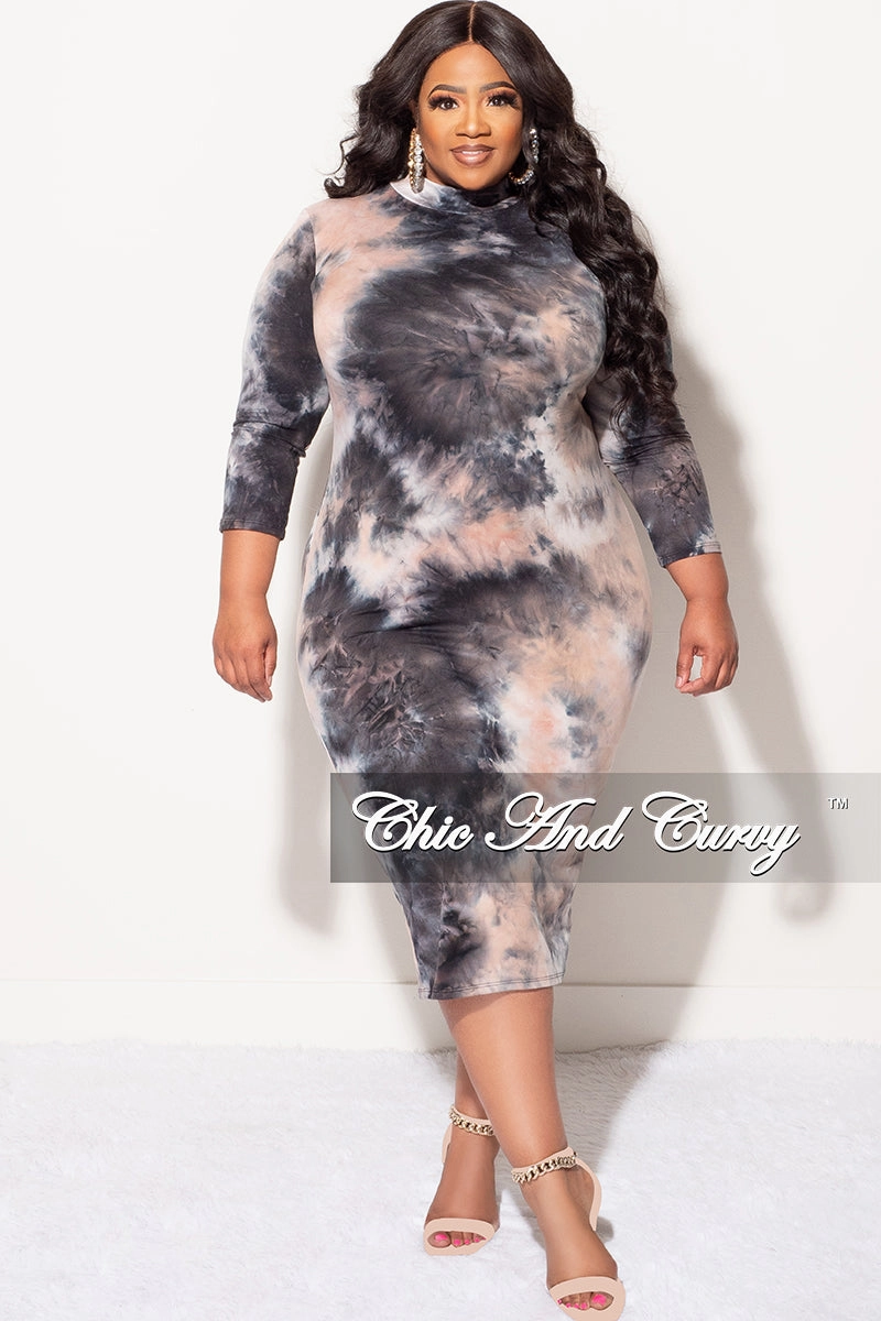 Comfy Active Final Sale Bodycon Dress w/ Mid Sleeves in Mauve Tie Dye