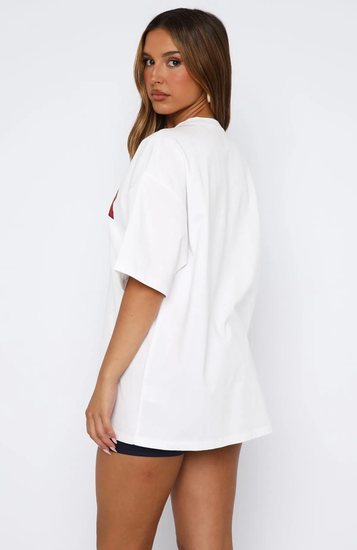 Leave It For Me Oversized Tee White Reinforced Shoulder Panels AdjustableCuffSystem