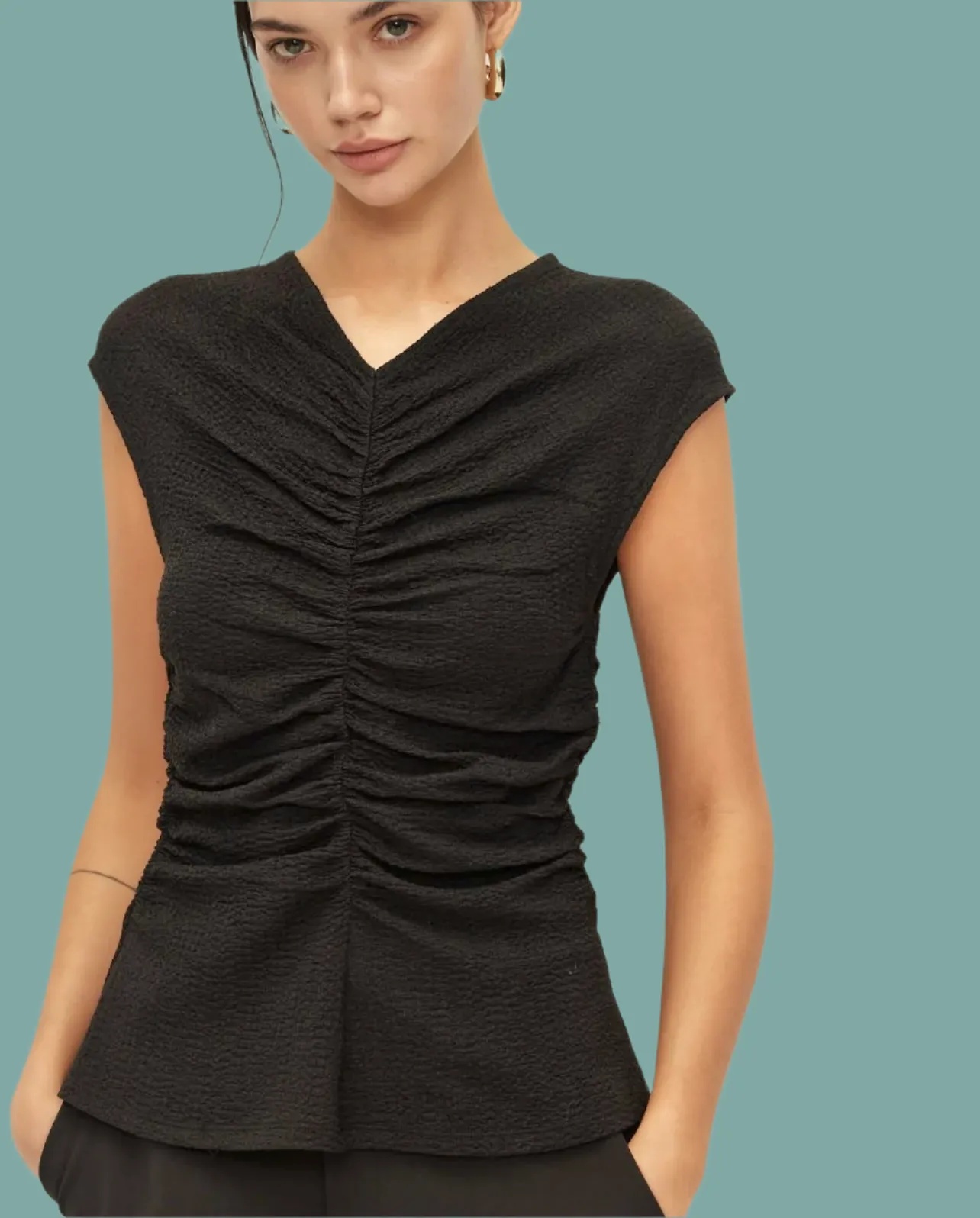 ElasticEdgeBinding Athletic Look Eva Crinkled Top