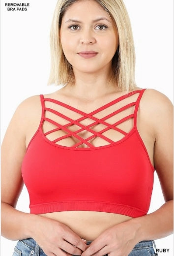 Stretch Movement ripstop fabric Final Sale Plus Size Bralette in Red